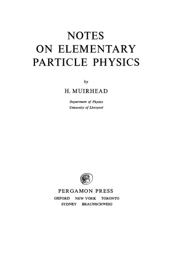 Notes on Elementary Particle Physics