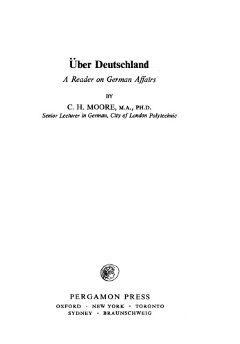 Über Deutschland. A Reader on German Affairs