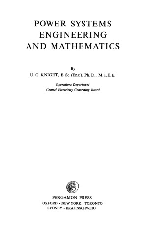Power Systems Engineering and Mathematics