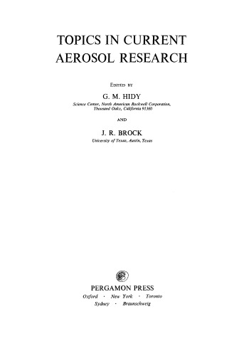 Topics in Current Aerosol Research. Part 2