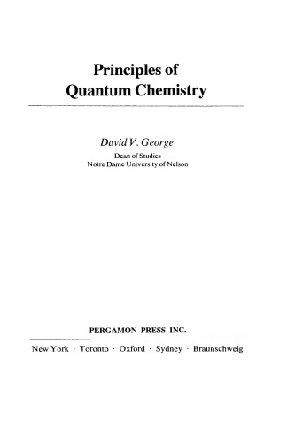 Principles of Quantum Chemistry