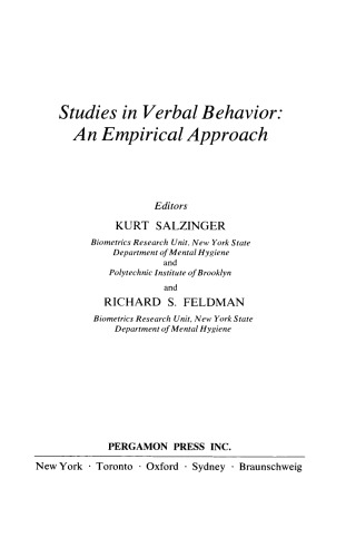Studies in Verbal Behavior. An Empirical Approach