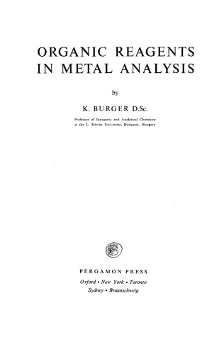 Organic Reagents in Metal Analysis