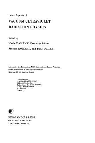 Some Aspects of Vacuum Ultraviolet Radiation Physics