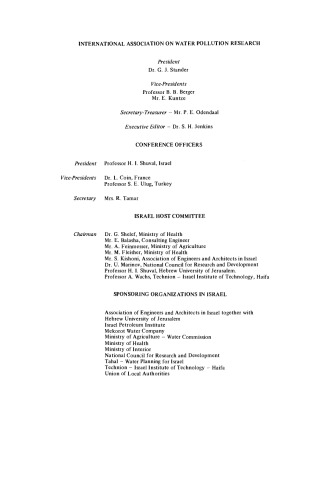 Advances in Water Pollution Research. Proceedings of the Sixth International Conference Held in Jerusalem, June 18–23 1972