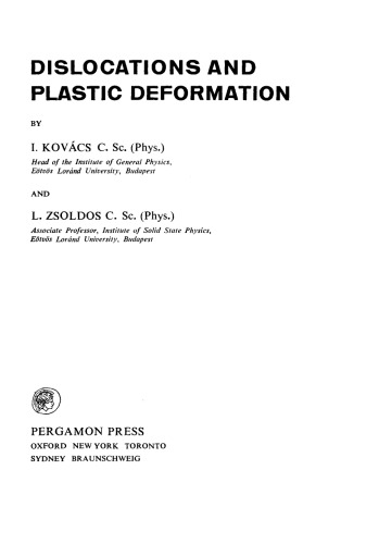 Dislocations and Plastic Deformation