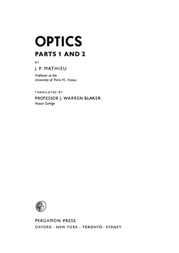 Optics. International Series of Monographs in Natural Philosophy