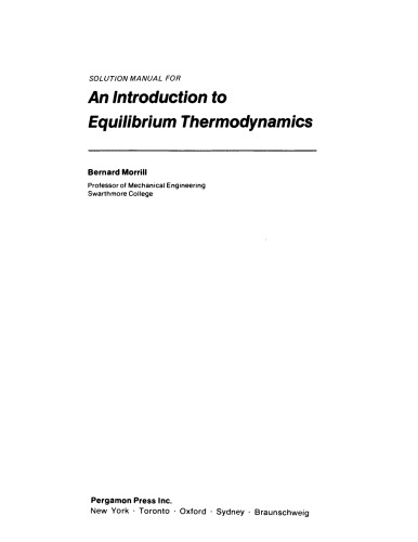 Solution Manual for an Introduction to Equilibrium Thermodynamics