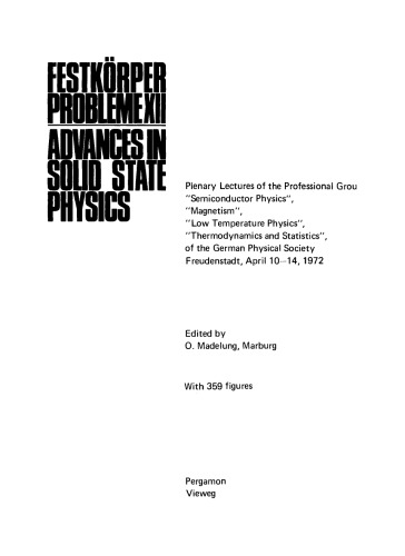 Advances in Solid State Physics. Festkörper Probleme, Volume 12