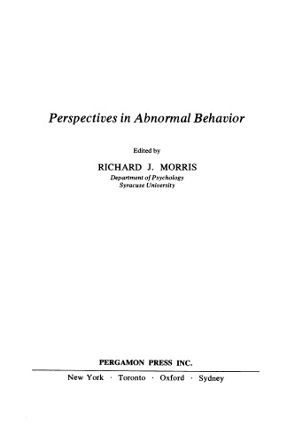 Perspectives in Abnormal Behavior
