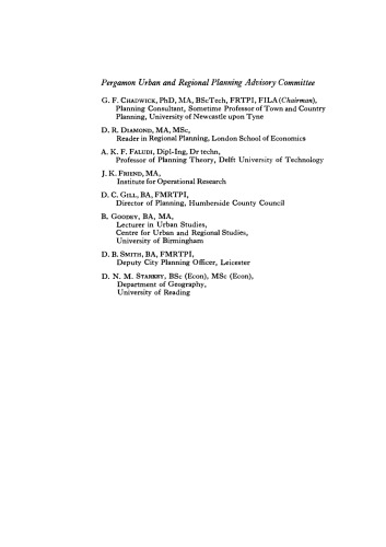 Policy in Urban Planning. Structure Plans, Programmes and Local Plans