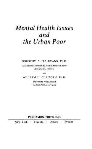 Mental Health Issues and the Urban Poor