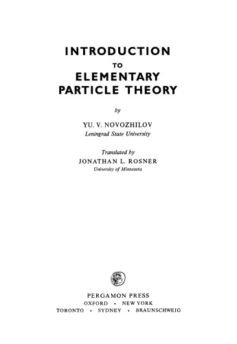 Introduction to Elementary Particle Theory