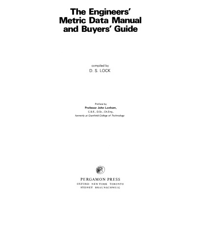 The Engineers' Metric Data Manual and Buyers' Guide