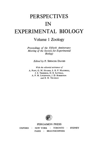 Zoology. Proceedings of the Fiftieth Anniversary Meeting of the Society for Experimental Biology