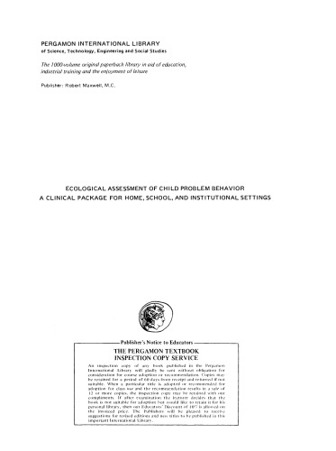 Ecological Assessment of Child Problem Behavior: a Clinical Package for Home, School, and Institutional Settings