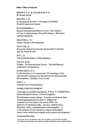 Towards a Re-Definition of Development. Essays and Discussion on the Nature of Development in an International Perspective