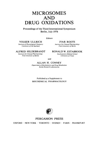 Microsomes and Drug Oxidations. Proceedings of the Third International Symposium, Berlin, July 1976
