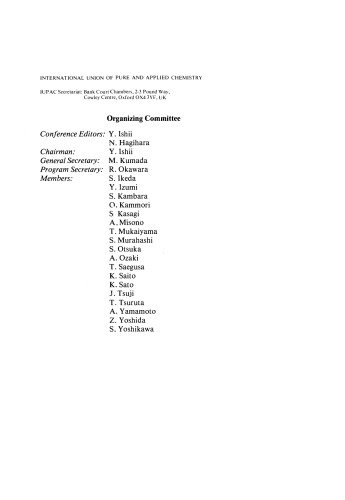 Organometallic Chemistry. Plenary Lectures Presented at the Eighth International Conference on Organometallic Chemistry, Kyoto, Japan, 12–16 September 1977