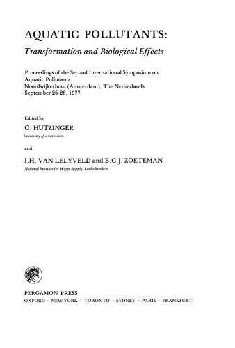 Aquatic Pollutants. Transformation and Biological Effects