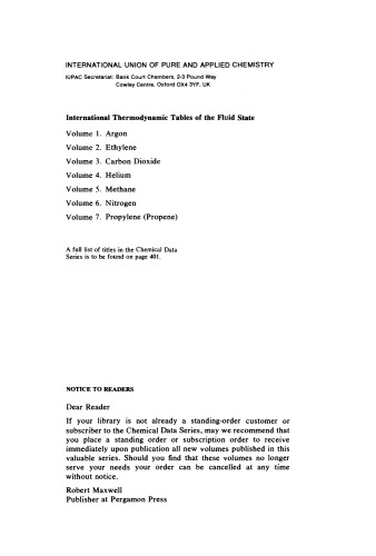 International Thermodynamic Tables of the Fluid State. Propylene (Propene)