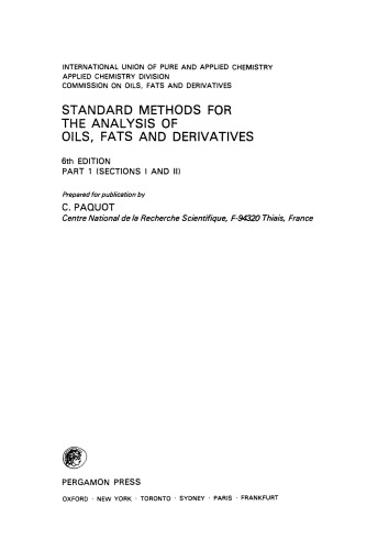 Standard Methods for the Analysis of Oils, Fats and Derivatives