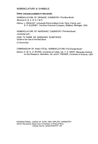Manual of Symbols and Terminology for Physicochemical Quantities and Units