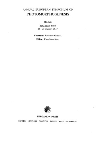 Annual European Symposium on Photomorphogenesis. Photochemistry and Photobiology