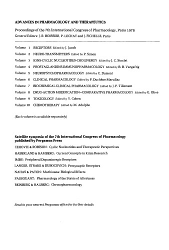 Toxicology. Proceedings of the 7th International Congress of Pharmacology, Paris, 1978