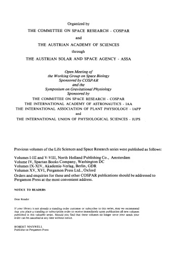 Life Sciences and Space Research. Proceedings of the Open Meeting of the Working Group on Space Biology of the Twenty-First Plenary Meeting of COSPAR, Innsbruck, Austria, 29 May–10 June 1978