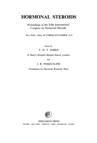 Hormonal Steroids. Proceedings of the Fifth International Congress on Hormonal Steroids