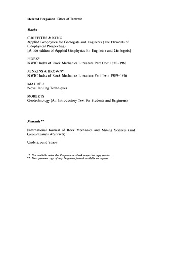 Applied Geotechnology. A Text for Students and Engineers on Rock Excavation and Related Topics