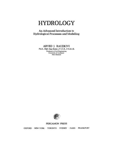 Hydrology. An Advanced Introduction to Hydrological Processes and Modelling