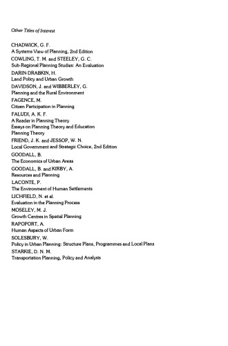 New Trends in Urban Planning. Studies in Housing, Urban Design and Planning