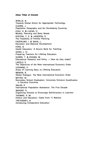 The Education Dilemma. Policy Issues for Developing Countries in the 1980s