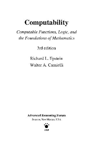 Computability: computable functions, logic, and the foundations of mathematics