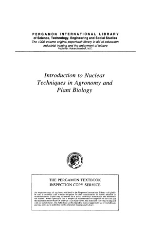 Introduction to Nuclear Techniques in Agronomy and Plant Biology