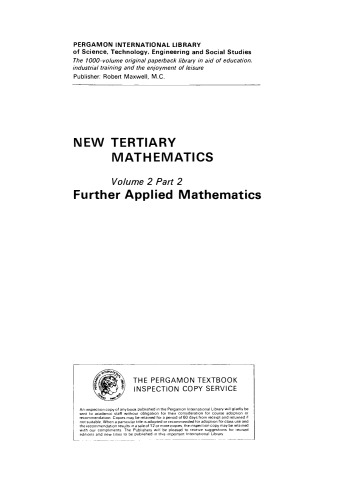 New Tertiary Mathematics. Further Applied Mathematics