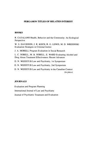 Evaluation of Quality of Care in Psychiatry. Proceedings of a Symposium Held at the Queen Street Mental Health Centre, Toronto, Canada, 1979