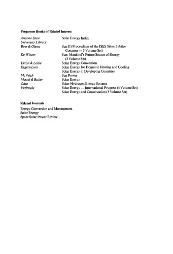 Solar Energy Conversion II. Selected Lectures from the 1980 International Symposium on Solar Energy Utilization, London, Ontario, Canada August 10–24, 1980