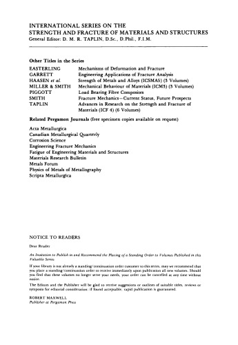 Advances in Fracture Research. Proceedings of the 5th International Conference on Fracture (ICF5), Cannes, France, 29 March–3 April 1981