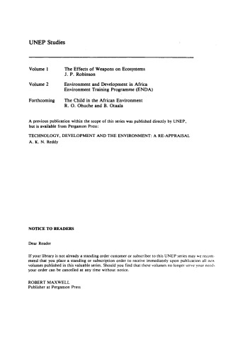 The Effects of Weapons on Ecosystems. Unep Studies