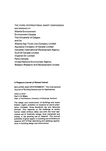 Man and his Environment. Proceedings of the Third International Banff Conference on Man and His Environment Held in the Banff Springs Hotel, May 15–17, 1978