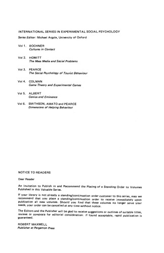 Cultures in Contact. Studies in Cross-Cultural Interaction