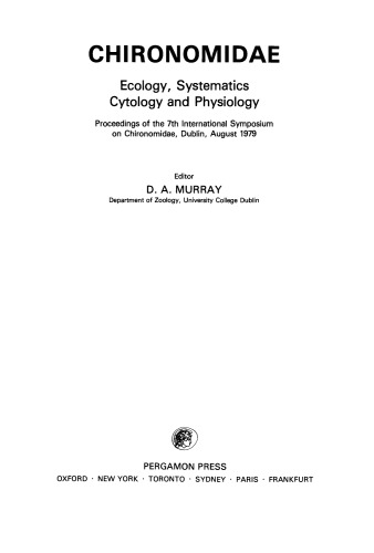 Chironomidae. Ecology, Systematics Cytology and Physiology