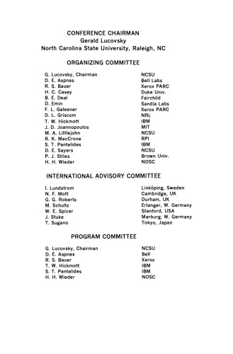 The Physics of MOS Insulators. Proceedings of the International Topical Conference on the Physics of MOS Insulators Held at the Jane S. Mc: Kimmon Conference Center, North Carolina State University, Raleigh, North Carolina, June 18–20, 1980
