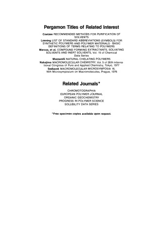 Macromolecular Solutions. Solvent–Property Relationships in Polymers