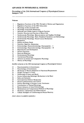 Cardiovascular Physiology Neural Control Mechanisms. Proceedings of the 28th International Congress of Physiological Sciences, Budapest, 1980