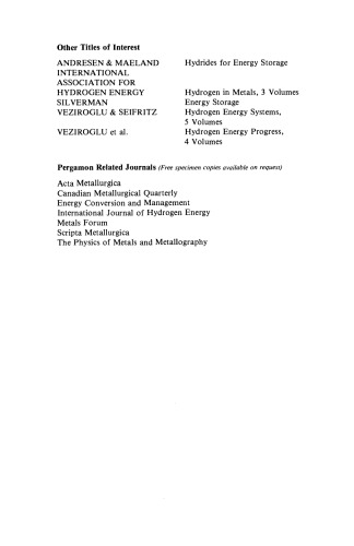 Metal–Hydrogen Systems. Proceedings of the Miami International Symposium on Metal–Hydrogen Systems, 13–15 April 1981, Miami Beach, Florida, U.S.A.