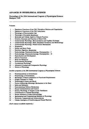 Regulatory Functions of the CNS Subsystems. Proceedings of the 28th International Congress of Physiological Sciences, Budapest, 1980